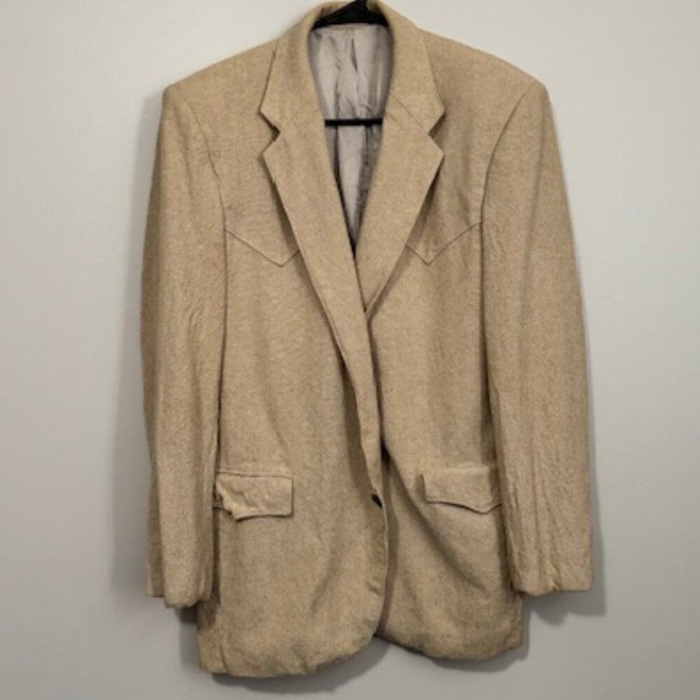 USED Men's Circle S Long Sleeve Suit Jacket Color Tan Size 42R